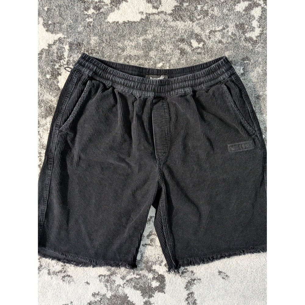 Welcome Black Corduroy Frayed Skater‎ Shorts Large